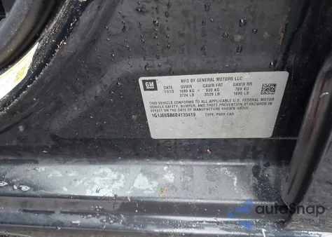 2014 Chevrolet Sonic Ltz Auto z USA, uszkodzony, nr VIN 1G1JE6SB6E4139419